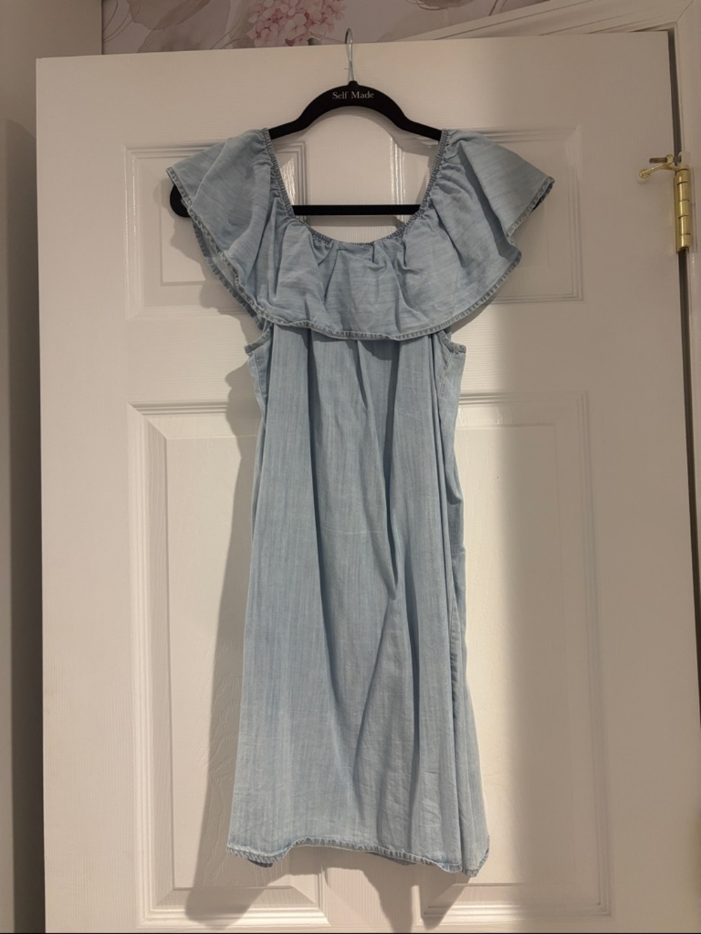 glam Light Blue Ruffled Off-Shoulder Dress - Picture 2 of 3